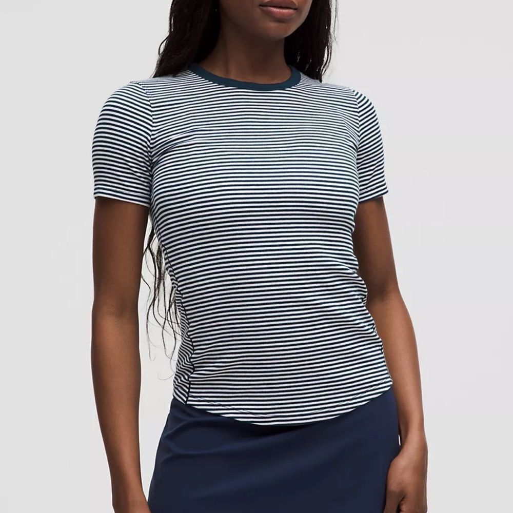 Lululemon Hold Tight Short-Sleeve Striped Shirt with added embroidery - Picture 2 of 10